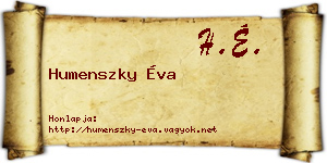 Humenszky Éva névjegykártya